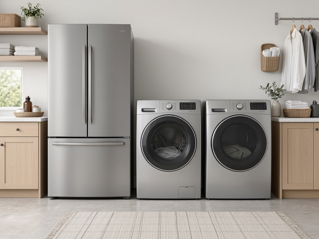 Illustration of home appliances in the East Bay, not a photo of a listed shop